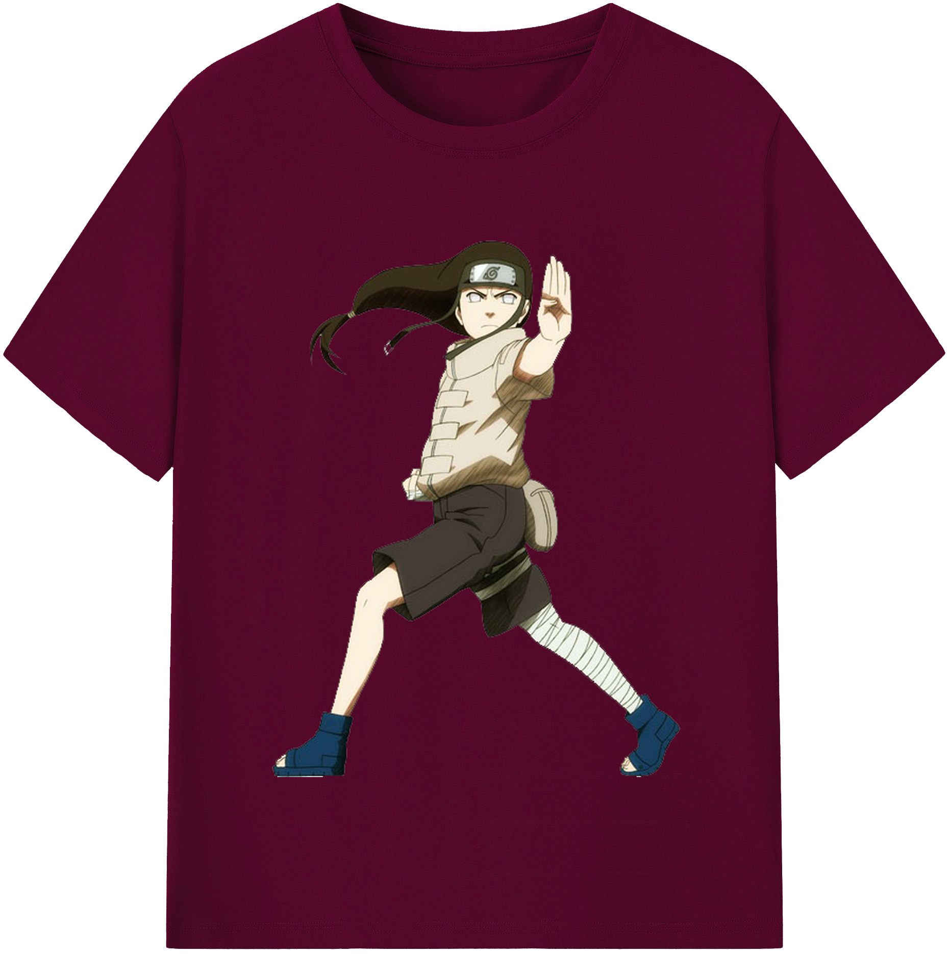 （画像用） NARUTO -ナルト- 日向ネジ Hyūga Neji レディースカジュアルプリントTシャツ（綿100％）